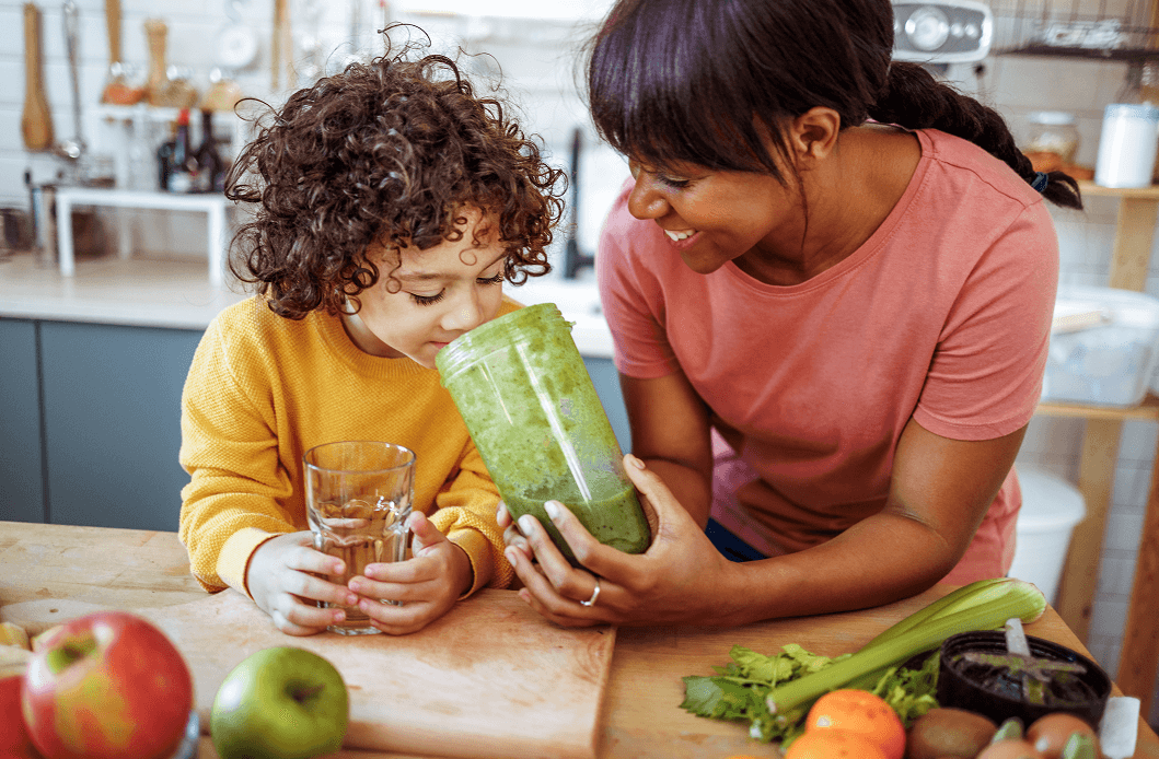 family enjoying a healthy drink